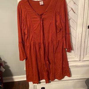 Rust color long sleeve dress